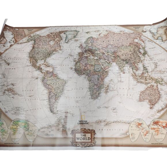 National Geographic The World Wall Map Poster Laminated 36x24 School Educational - Picture 1 of 10